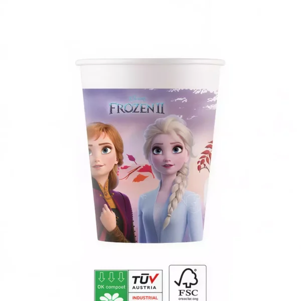 Хартиена чаша с героините от Frozen II, подходяща за детски партита и тематични събития.