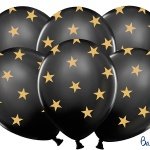 Комплект латексови балони на златни звезди 6бр с хелий