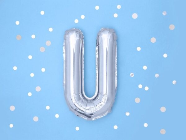 балон с форма на буквата U, празничен декор за партита, сребърен балон, парти украса, моминско парти, рожден ден, празненство, Party Deluxe.