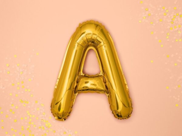 Златна балонична буква А за празненства, рожден ден и тържества, декорация и партита, изкуствени балони за събития, празнична атмосфера, Party Deluxe.