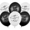 Черно-бели балони за рожден ден с надпис "Happy Birthday to You" за тържества и празненства.