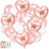 Розови сърцевидни балони, бели и прозрачни с розови точки, за празненства и годишнини, опаковки с балон лепенки за украса на парти.
