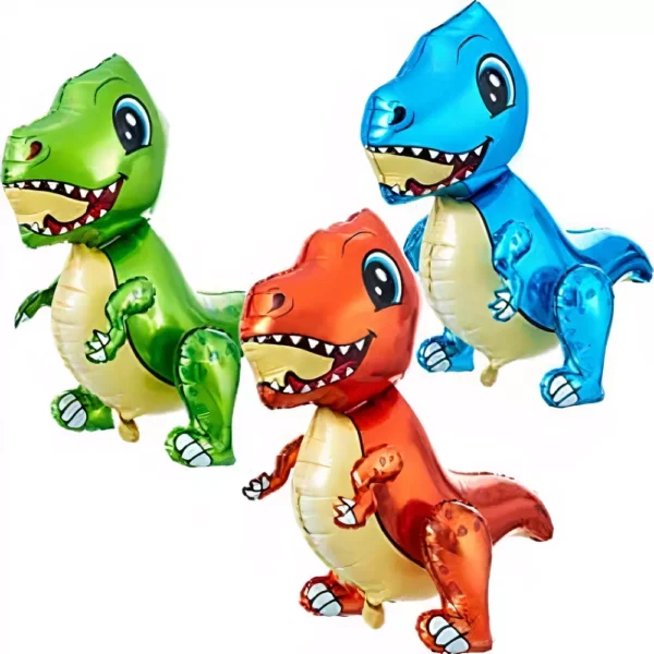 Цветни балони T-rex за детски партита, празненства и тематични събития, идеални за украса и забавление.