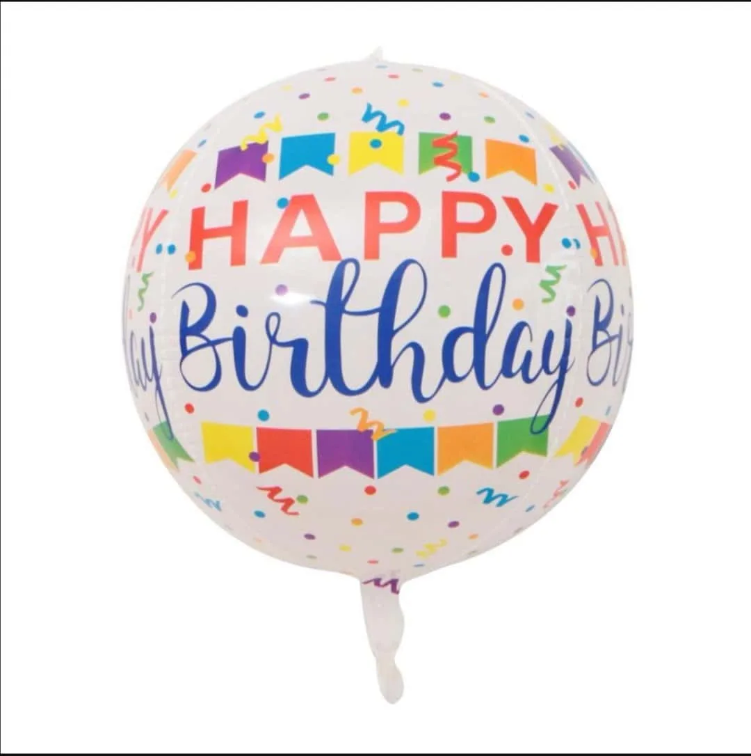 Цветена балон за рожден ден с надпис "Happy Birthday", празнична украса за тържества и партита, за весели моменти и празнична атмосфера на всяко събитие.