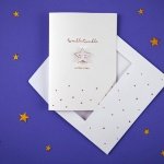 Луксозна бяла картичка на златни точици LITTLE STAR