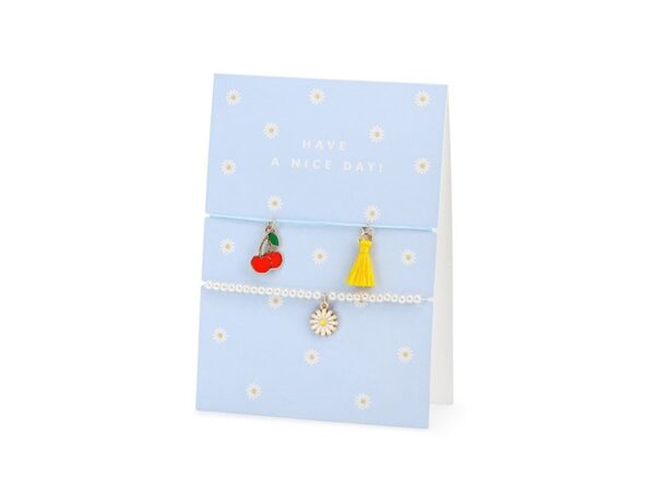 Четки за ръка с висулки: череши, жълта мънистена украса и цвете под формата на печат. Перфектни за ежедневен или празничен стил, модерен аксесоар за жени и мъже.