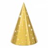 Златна парттайна шапка за партия с бели звезди, идеална за рожденни партита и празненства. Модерен дизайн и висококачествен материал за лесна употреба и атрактивен външен вид.
