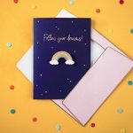 Луксозна картичка в син цвят FOLLOW YOUR DREAMS