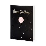 Луксозна черна картичка за рожден ден със златен надпис Happy Birthday