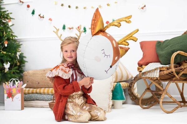 Надпис на въздушна топка с елф и снежен елен за празнични декорации и украса за Коледа от Party Deluxe.