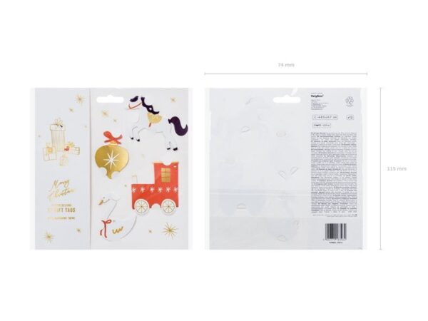 Декорация за подаръци с коледен мотив, гирлянд и атрактивна картичка за празнични събития, перфектна за украса и подаряване по време на Коледа и Новогодишни празници.