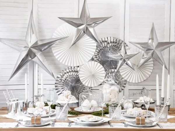 Star decoration за парти, бели хартиени фенери и звезди, празнична украса за рожден ден, Коледа, Нова година или специални поводи, стилна парти украса, Party Deluxe България.