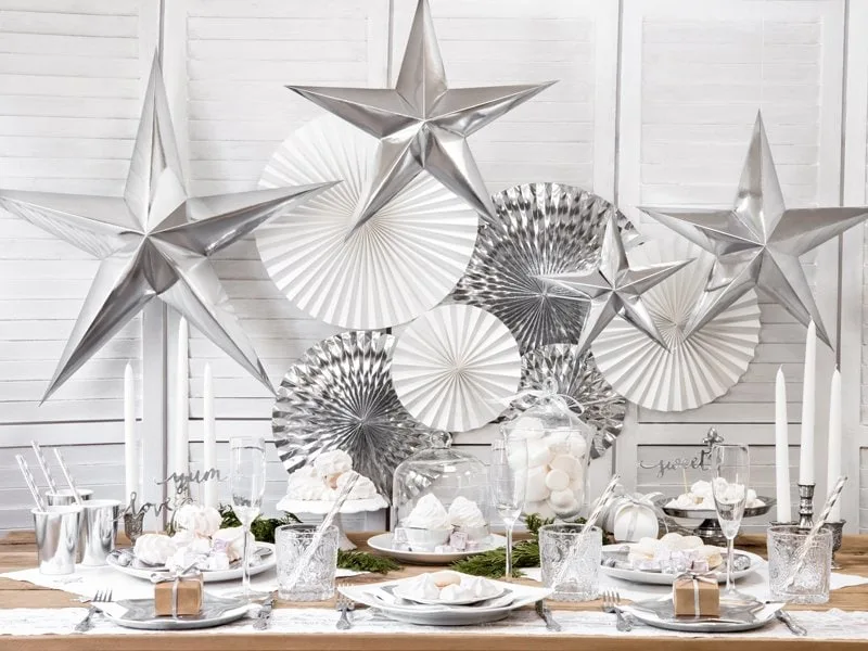 Star decoration за парти, бели хартиени фенери и звезди, празнична украса за рожден ден, Коледа, Нова година или специални поводи, стилна парти украса, Party Deluxe България.
