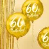 Златисти балони за 60-ия рожден ден, перфектни за празненство, декорации за рожден ден, парти украса, тържествена атмосфера, празнична декорация, идеи за юбилей, парти елементи.