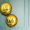 Златни балони „70 години рожден ден“, подходящи за организиране на празненство, декорация за юбилей, партита и специални събития, предоставяни от Party Deluxe.