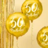 Златни балони с надпис "50-ти рожден ден" за празнуване на юбилей, декорация за юбилейна партита, ефектна украса за 50-годишен юбилей, парти украса за златен юбилей.