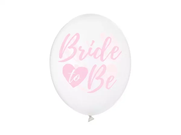 Мек бял балон с текста "Bride to Be" в розов цвят, подходящ за бъдещи булки и сватбени партита.