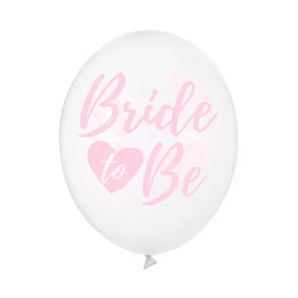 Мек бял балон с текста "Bride to Be" в розов цвят, подходящ за бъдещи булки и сватбени партита.