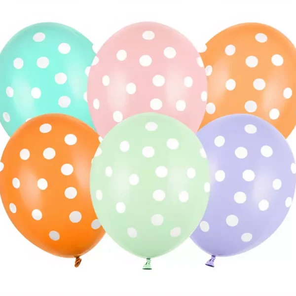 цветни балони с бели точки, подходящи за празненства и събития, Party Deluxe.