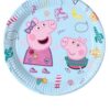 Родно детско хартиено плато с героите Моджипес от Peppa Pig, подходящо за тематични детски партита, рождени дни и празници. Осигурява весел и цветен акцент за празничната маса.
