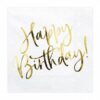 Златен текст "Честит рожден ден" върху бяла салфетка, подходяща за празнични събития и тържества.