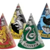 Hарични шапки с гербове на Грифиндор, Хъфълпаф, Слидерин и Равенклоу за тематична парти атмосфера, подходящи за детски и тематични събития.