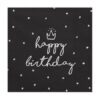 Цвят на фон: черен, с бяла надпис "Happy Birthday" и малко графично коронче, перфектна за тематични празнични декорации и торти.