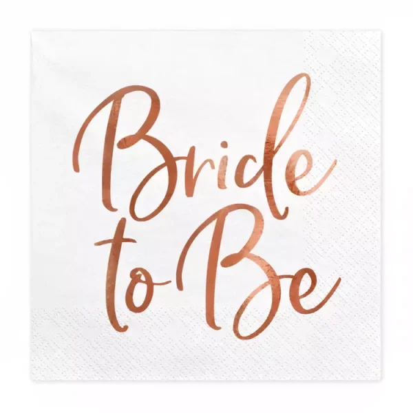 Бронзова хартиена салфетка с надпис "Bride to Be" за българска сватбена украса и партита.