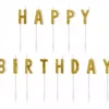 Златни свещи на буквите "HAPPY BIRTHDAY" за рожденден празник, декорация за тържества и партита.