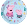 Родно детско хартиено плато с героите Моджипес от Peppa Pig, подходящо за тематични детски партита, рождени дни и празници. Осигурява весел и цветен акцент за празничната маса.