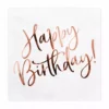 Хартиена кърпа за рожден ден, с надпис "Happy Birthday" в розово-златист цвят.