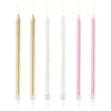 Златни свещи за торта, бели и розови свещи за парти, празничен десерт, украса за рожден ден, свещички за празненство,Party Deluxe.