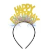 Хартиена диадема за рожден ден, с надпис "Happy Birthday" и цветни панделки, перфектна за празненства и партита. Светеща, весела и ярка украса за специални поводи.