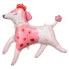 Модел на балон за парти с куче с розова гръд и сърца, декорация за тематични събития и рождени дни, подходящ за украса.