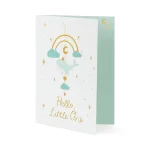 Луксозна картичка с надпис Hello Baby и подарък за момченце