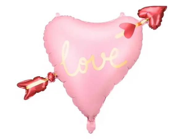 Рекламен балон за сватби и романтични събития с надпис "love", розов и червен цвят, перфектен за специални поводи, светлоотразителен.
