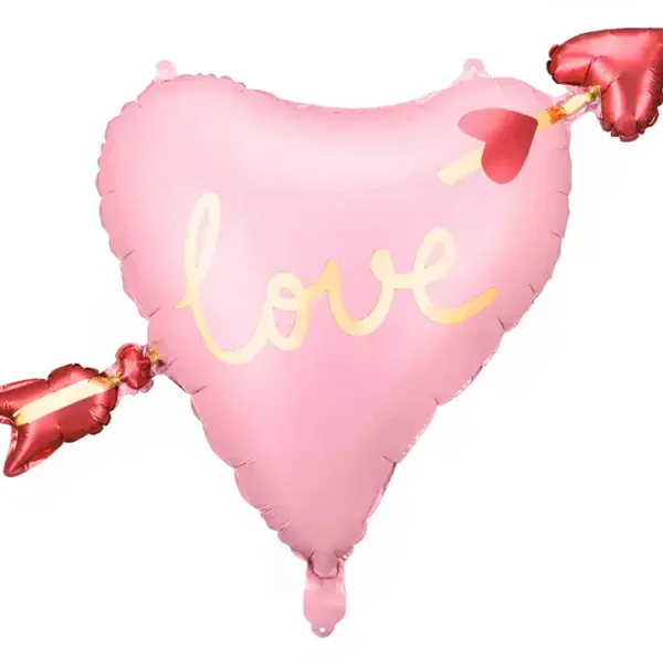 Рекламен балон за сватби и романтични събития с надпис "love", розов и червен цвят, перфектен за специални поводи, светлоотразителен.