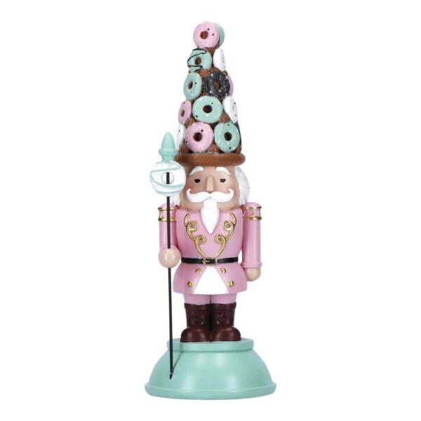 Куфар с сладки бонбони във форма на кутия, който прилича на Дядо Коледа с разноцветни понички на върха, идеален за празнична декорация и подарък за Коледа с тематичен дизайн.