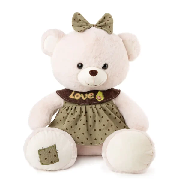Мека плюшена играчка мечка, подходяща за подарък и декорация за детска рожден ден или празник.