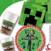 Картонени чаши и сервиз за парти с Minecraft дизайн, подходящи за детски рожден ден и тематични партита, с ярки цветове и забавни герои.
