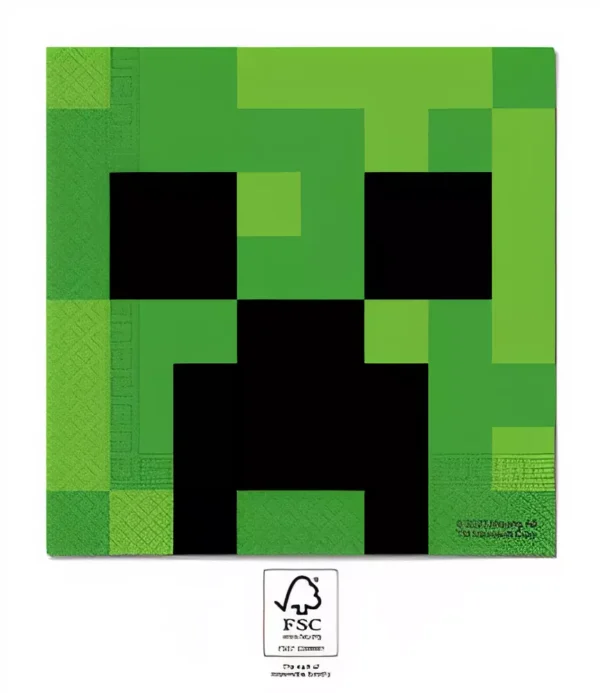 блокчейн персонаж Minecraft, пиксел арт, зелени нюанси, празнична декорация, игри за деца и тържества.