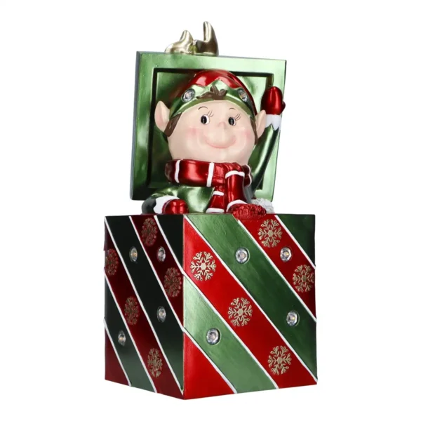 Коледна декоративна украса с весел елф в авторитетен стил, подходяща за празнична украса и събития.